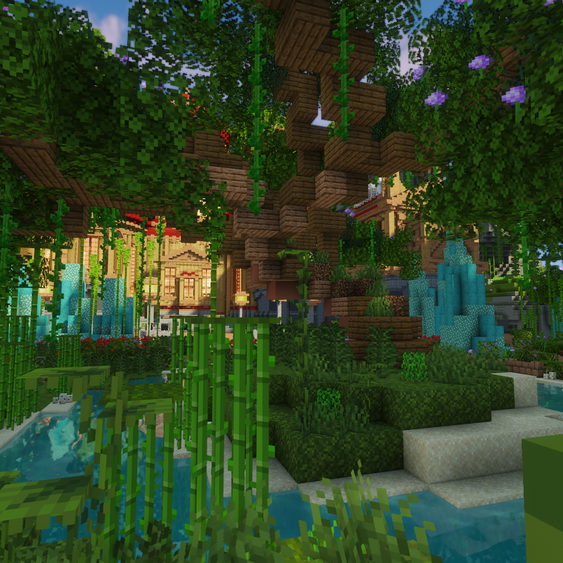 Minecraft Cascadia Skyblock lobby map forest