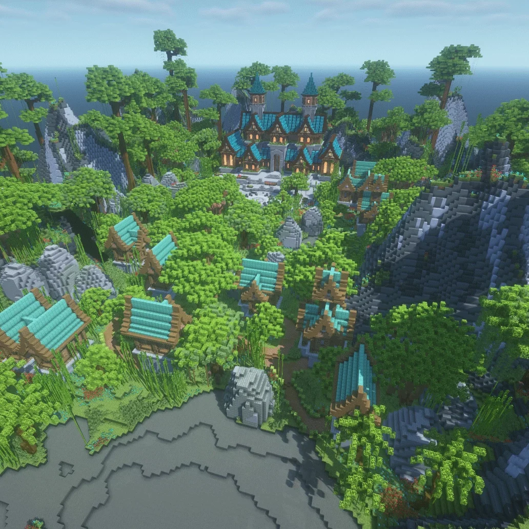 Minecraft Mirstone skyblock lobby map overview