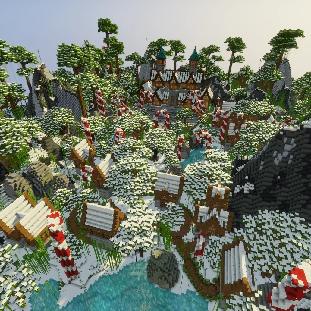 Minecraft Mirstone skyblock lobby Winter map render